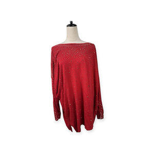 Vila Milano Red Embellished Bling Sweater Women's 3X NWT